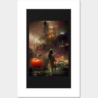 RAINY HALLOWEEN NIGHT IN NEW YORK Posters and Art